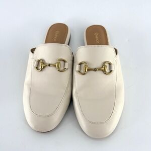 Quince Horsebit Loafer Mule Womens 6 Cream Ivory Italian Leather  Shoes